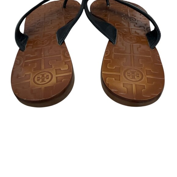 Tory Burch Thora Leather Embossed Thong Flats  Sandals Women's size 9 M - Picture 3 of 6